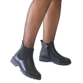 Bottines décontractées classiques noires en éco-cuir Salara