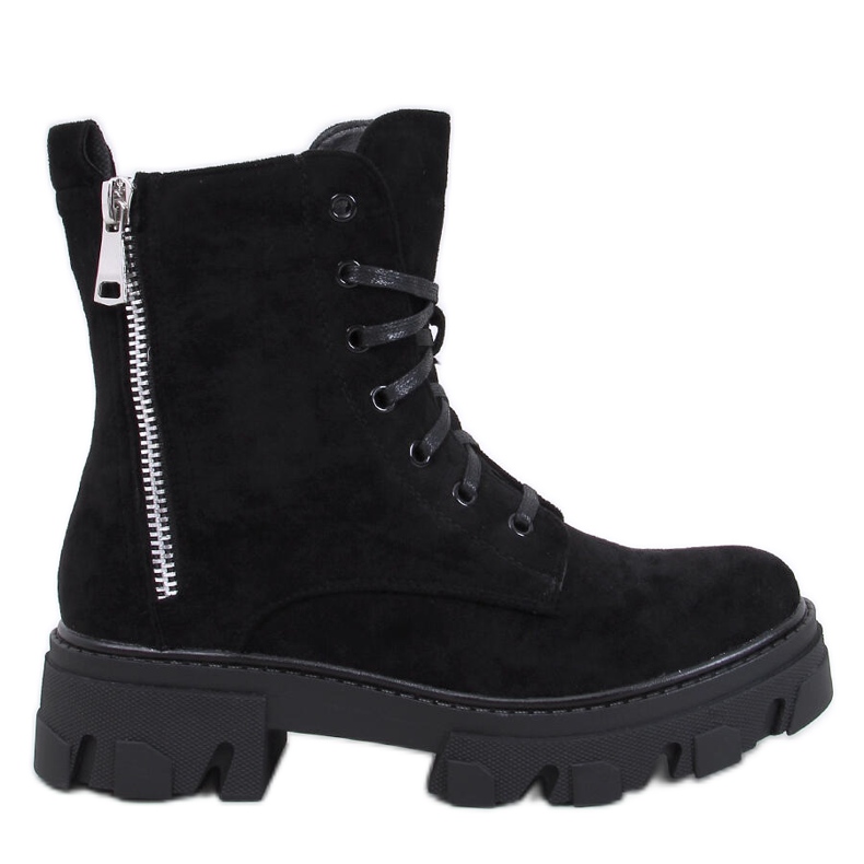 Healy Bottines à lacets noires avec semelle épaisse le noir