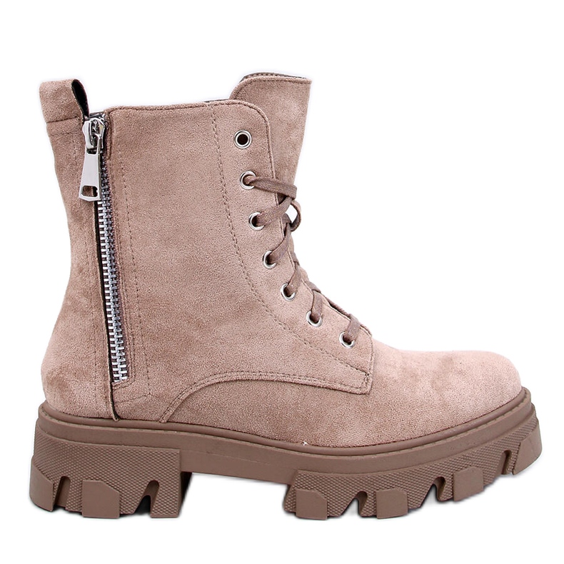 Bottines à lacets Healy Kaki à semelle épaisse beige