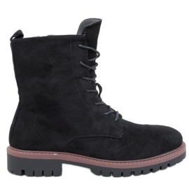Simmer Bottines à lacets en daim noir le noir