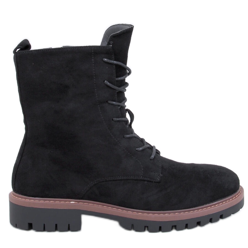 Simmer Bottines à lacets en daim noir le noir