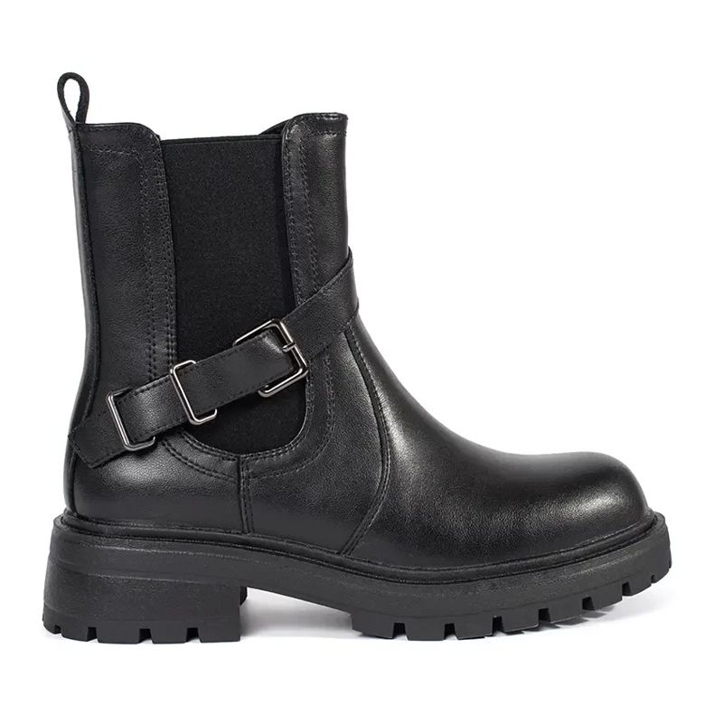 Bottines Chelsea en cuir noir pour femme sur la plateforme Sergio Leone le noir Bottines Chelsea en cuir noir pour femme sur la plateforme Sergio Leone le noir