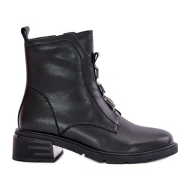 Bottines zippées en cuir noir Olidrila le noir