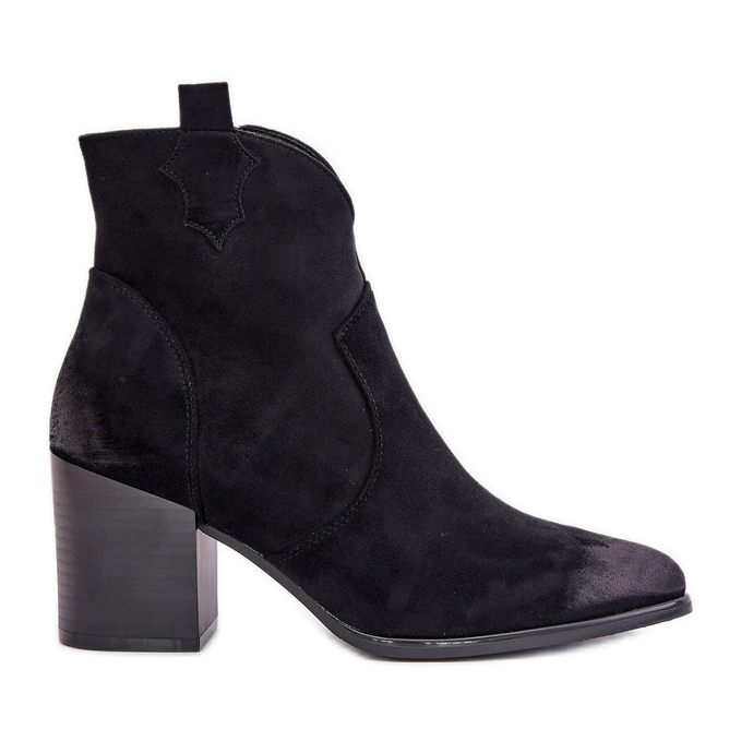 Bottes de cowboy à talon haut, isolées en éco-daim Vinceza 58345, noires le noir
