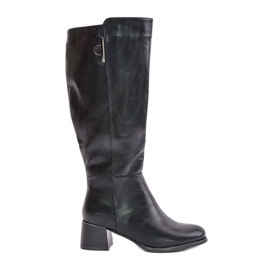 Jezzi Cuissardes à talons en éco-cuir, noir Izanae le noir