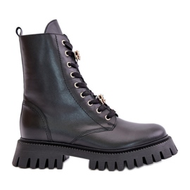 Bottines de travail en cuir avec épingles à glissière CheBello 4553 Noir