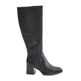 Bottes à talons hauts en cuir au-dessus du genou chaudes Sergio Leone KZ231-S Noir