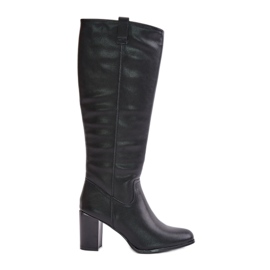 Sergio Leone KZ230-S Bottes à talons hauts isolées en cuir, noir le noir