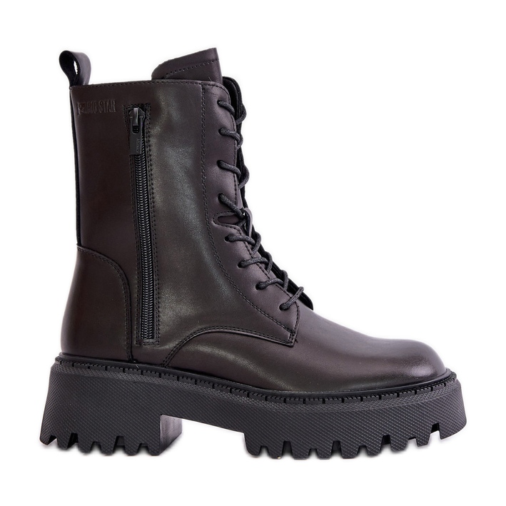 Bottes de travail isolées en cuir pour femmes Big Star OO274A387 Noir le noir Bottes de travail isolées en cuir pour femmes Big Star OO274A387 Noir le noir