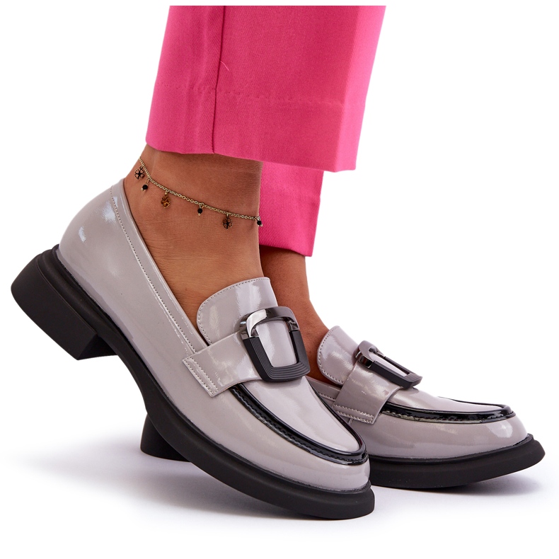 Vinceza Mocassins en cuir verni pour femme, gris Vinceza Mocassins en cuir verni pour femme, gris