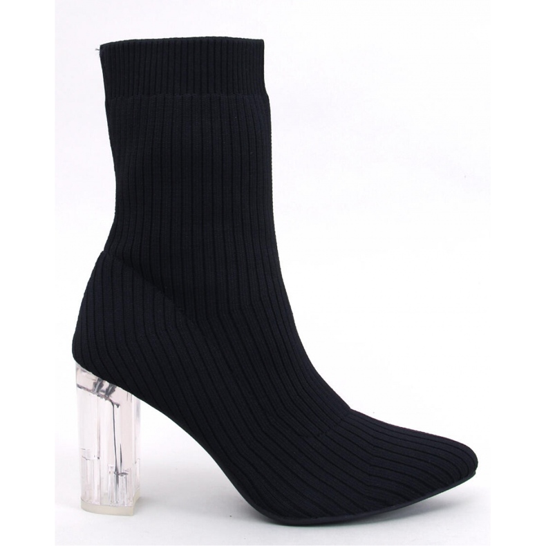 Destani Boots chaussettes noires à talon transparent - Inello le noir