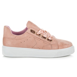 Ideal Shoes Baskets attachées avec un ruban rose