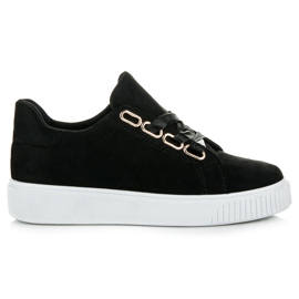 Ideal Shoes Baskets attachées avec un ruban le noir