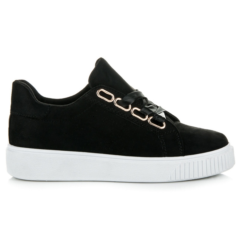Ideal Shoes Baskets attachées avec un ruban le noir