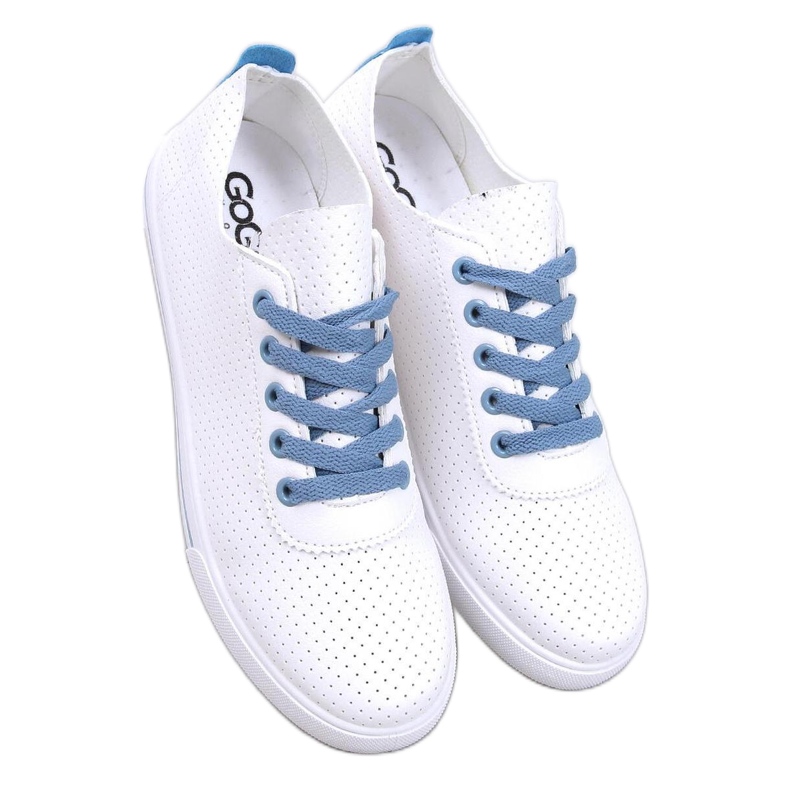 Baskets ajourées femme Costier Bleu Clair - Inello blanche