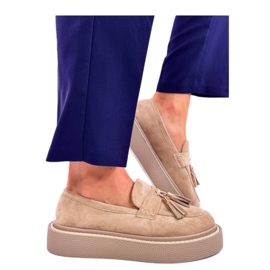 Mocassins plateforme Trinity Beige à franges - Inello