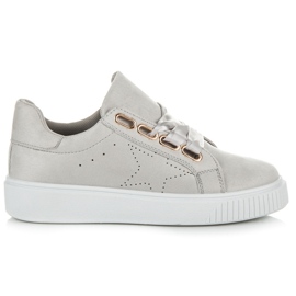 Ideal Shoes Baskets attachées avec un ruban gris