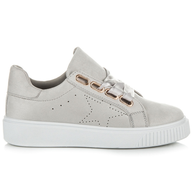 Ideal Shoes Baskets attachées avec un ruban gris