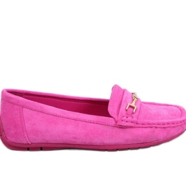 Mocassins femme daim Sourd Fuchsia rose