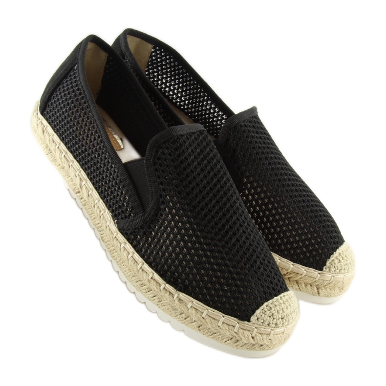 Espadrilles noires pour femmes 6602 Noir le noir