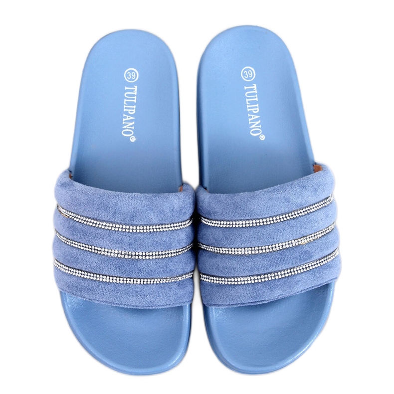 Claquettes à strass Lynne Blue bleu
