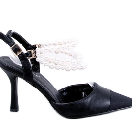 Escarpins à talon ouvert avec perles Harmony Noir - Inello le noir
