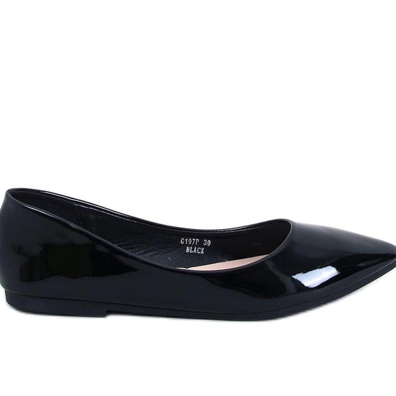 Ians Ballerines laquées noires à bout en amande le noir