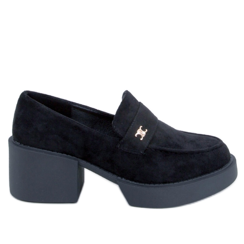 Mocassins noirs à talons hauts le noir