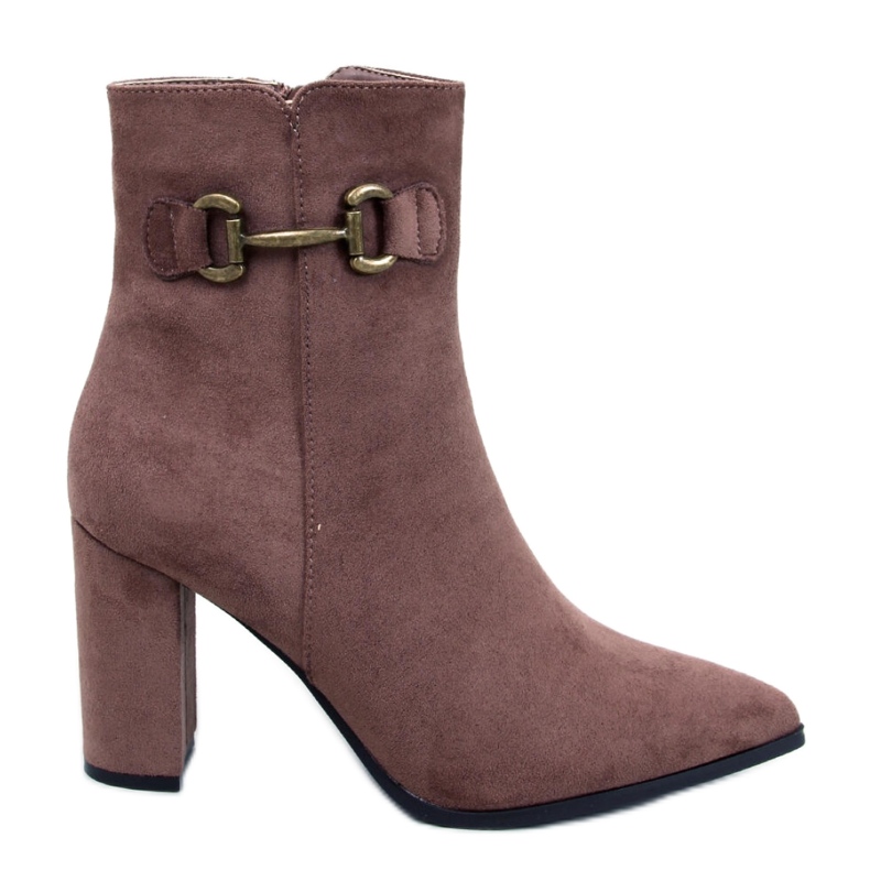Bottines à talons en daim kaki brun