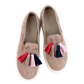 Baskets d'automne kaki à franges beige