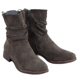 Bottines plates en daim vert