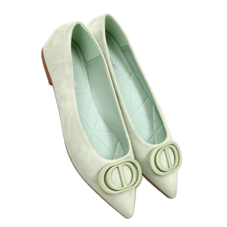 Ballerines vertes à bouts en amande