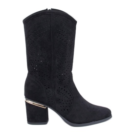 Bottines à talons ajourées noires