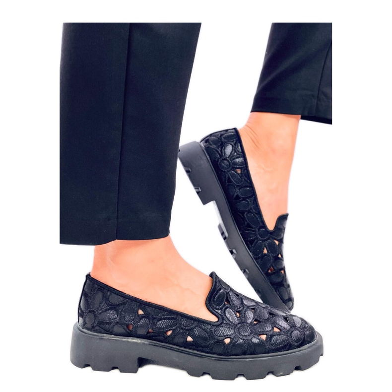 Mocassins ajourés noirs le noir