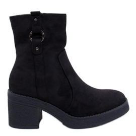 Bottines noires à talons larges