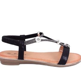 Sandales noires en zircone