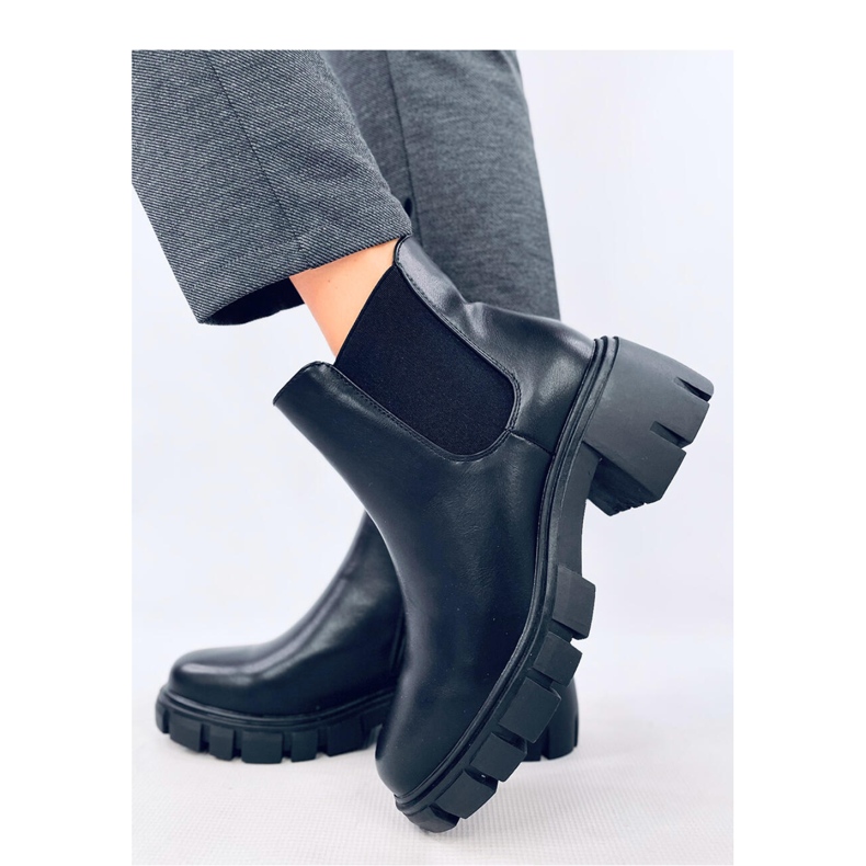 Ledeck Bottines Chelsea à talons larges Pu Noir - Inello le noir