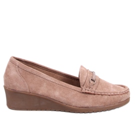 Mocassins compensés kaki beige