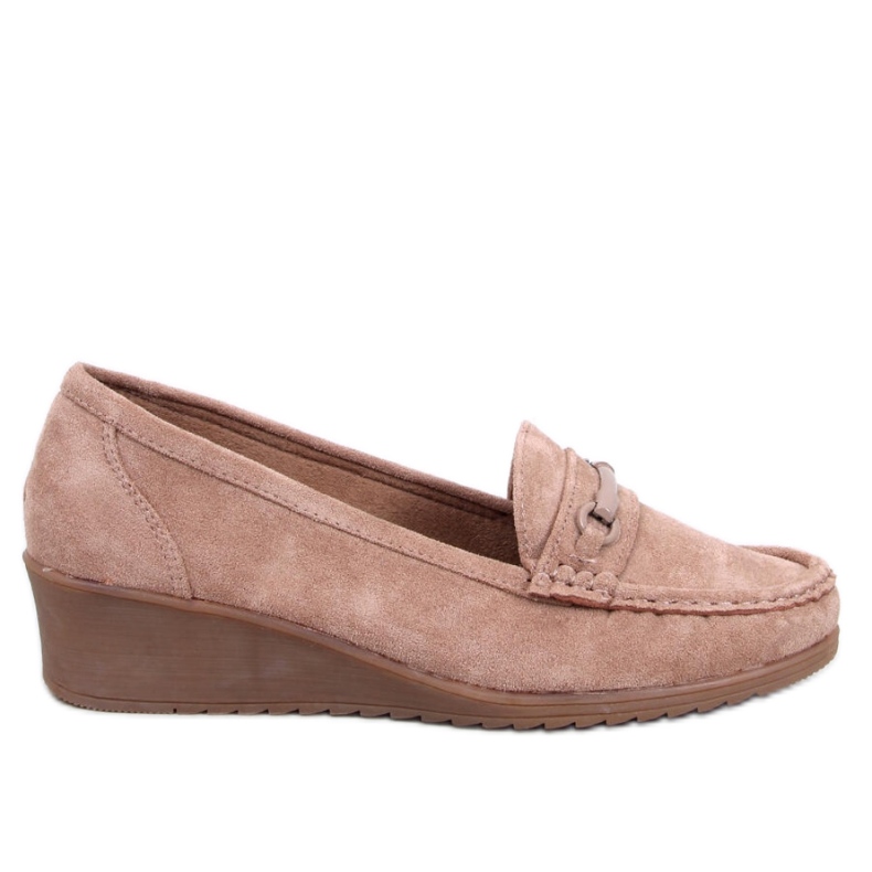 Mocassins compensés kaki beige