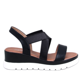 Sandales compensées noires le noir