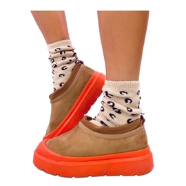 Bottines de neige courtes femme Camel brun