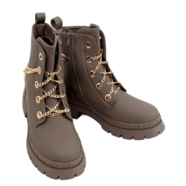 Bottines femme à semelle épaisse Kaki. brun