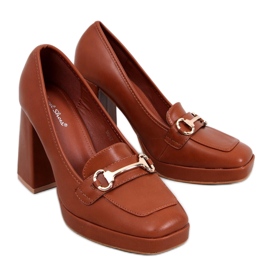 Mocassins à talons camel brun