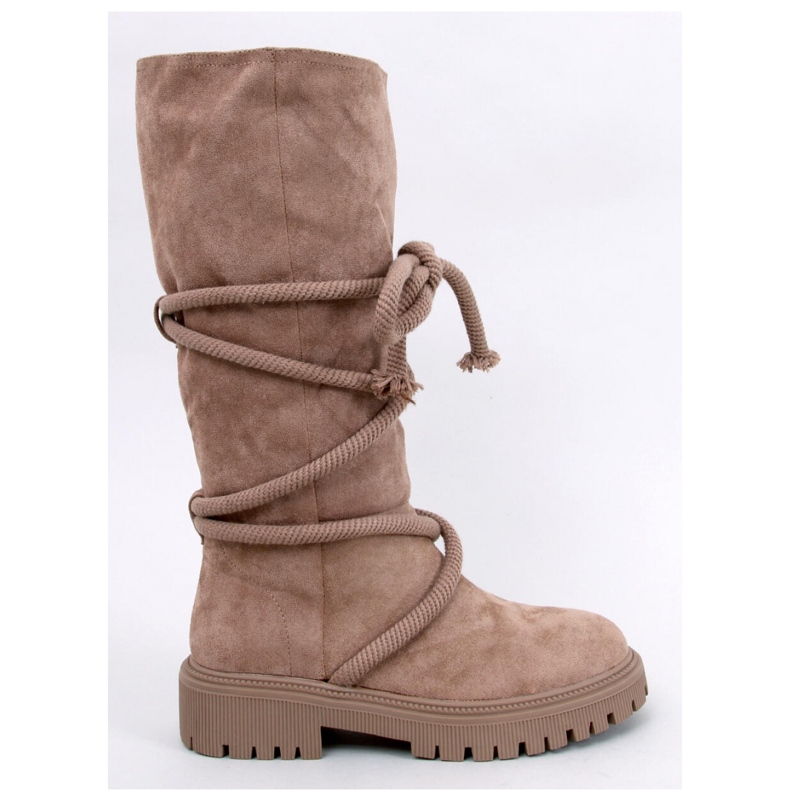 Boots en daim avec cordon kaki brun