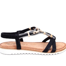 Sandales femme avec perles Noir le noir