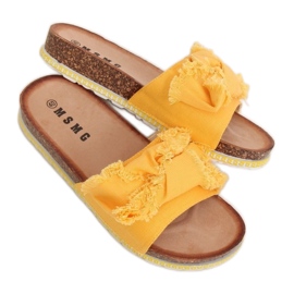 Tongs pour femmes avec semelle en liège jaune