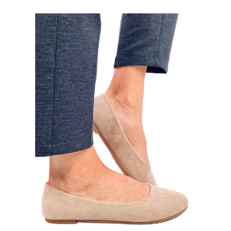 Ballerines classiques en daim Kaki beige
