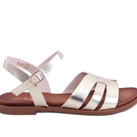 Sandales plates femme dorées