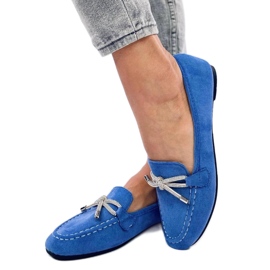 Mocassins en daim bleu