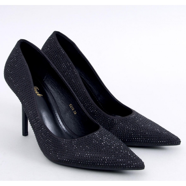 Escarpins femme Paulis Black avec zircons cubiques - Inello le noir